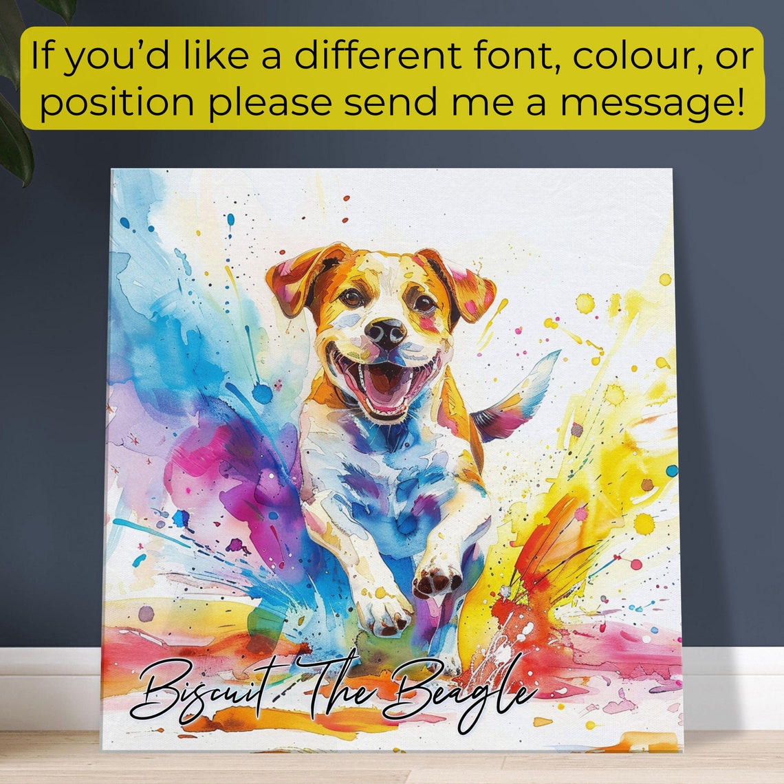 Biscuit The Beagle Running Joyful Watercolor Splash Dog Poster - Image 2