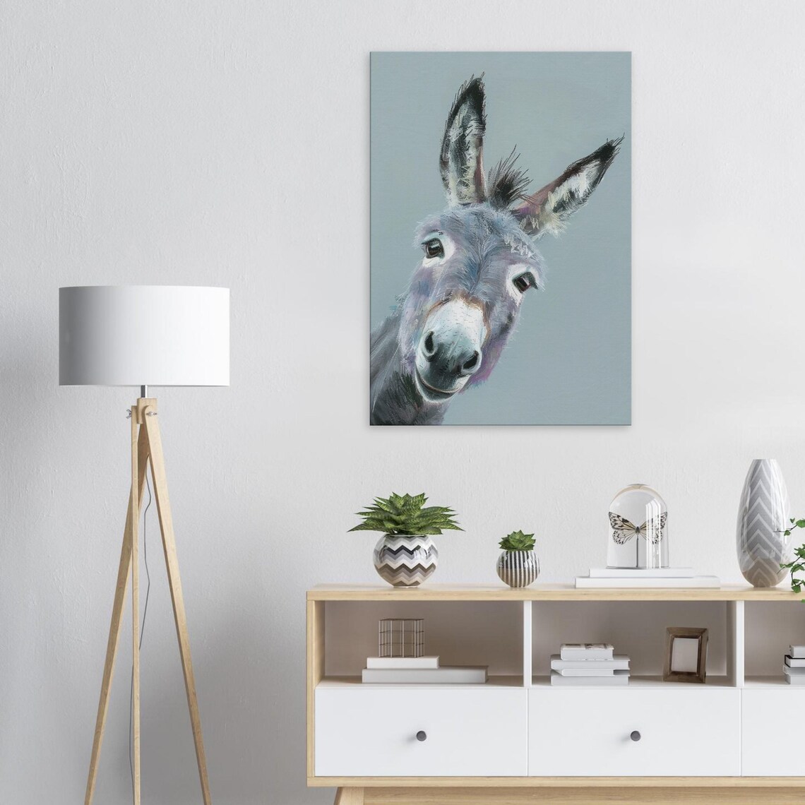 Happy Donkey Pallet Knife Style Wildlife Art Print - Image 3