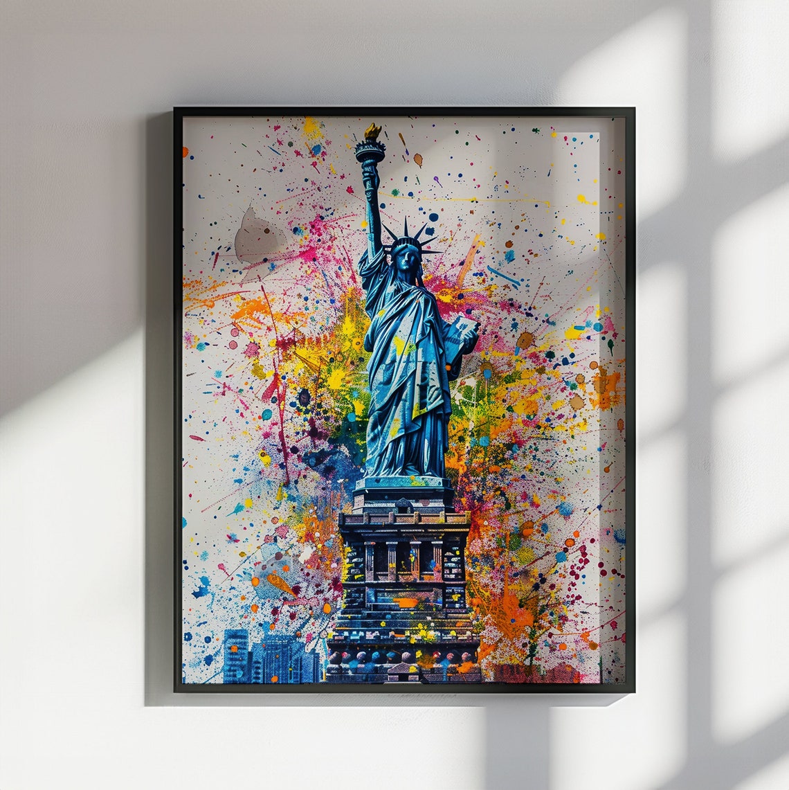 Statue Of Liberty New York City Poster Print Street Art Graffiti Painting Paint Splash Cityscape Abstract Travel Gift Manhattan America Usa