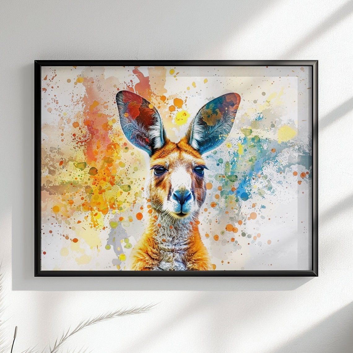 Pastel Kangaroo Watercolor Splash Gentle Orange Tones Art Poster