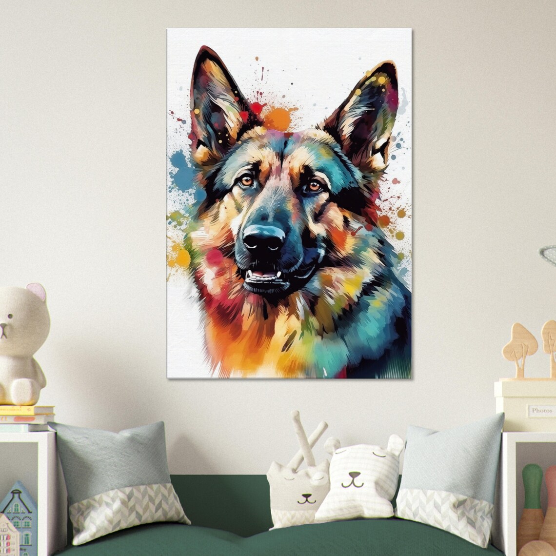 Watercolour German Shepherd Art Print, Colourful GSD - Image 3