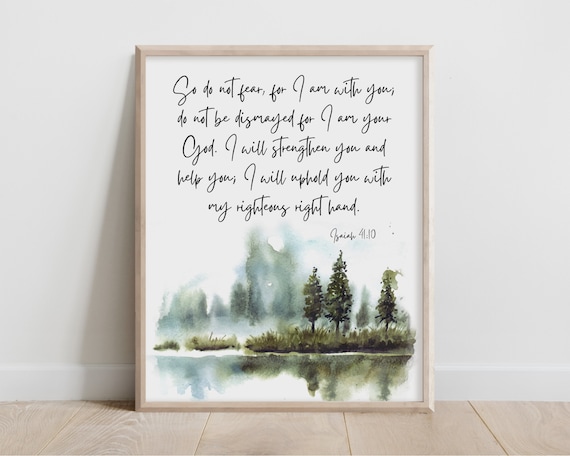 Isaiah 41 10 Do Not Fear I Am With You Watercolor Lake Poster