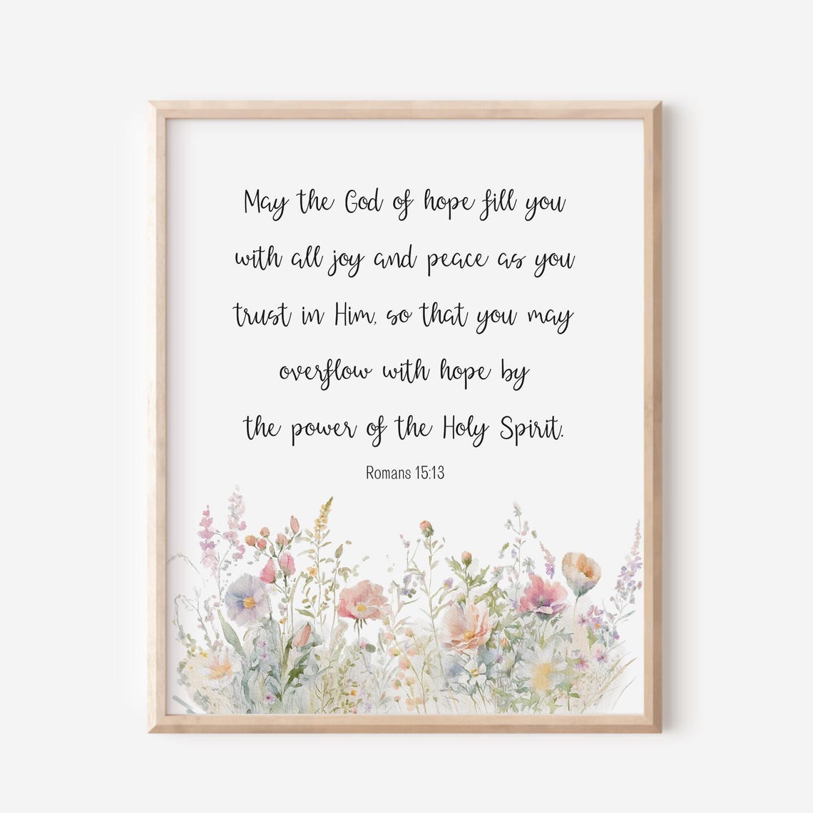 Romans 15 13 Bible Verse Wildflower Watercolor Scripture Hope Print