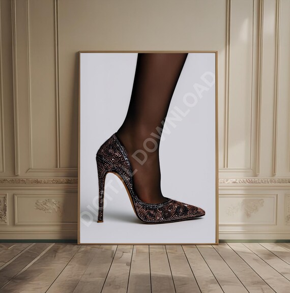 Cheetah Heels Poster Girly Leopard Wall Art Luxury Bedroom Print Fashion High Trendy Editorial