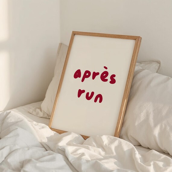 Apres Run Red Typography French Fitness Quote Minimalist Poster