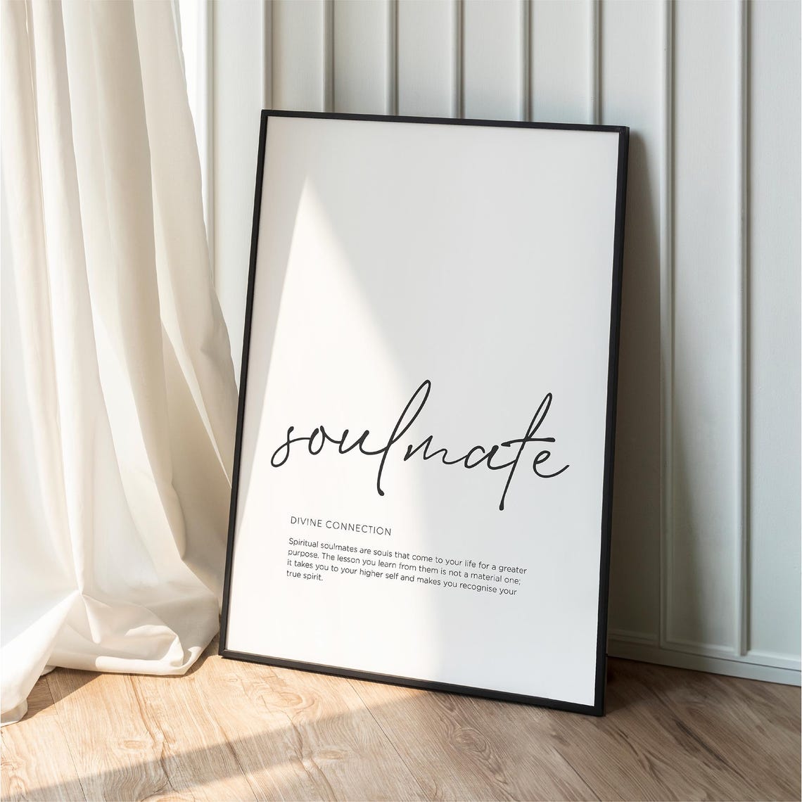 Soulmate Definition Spiritual Connection Script Typography Poster
