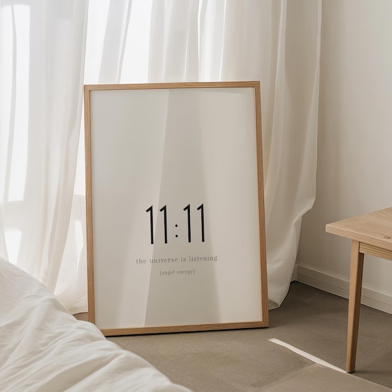 1111 Angel Number Print, Minimalist Spiritual Poster