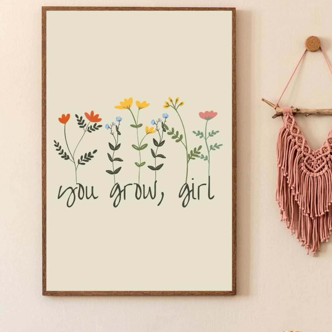 Playful Floral Kids Room Poster Nursery Wall Art
