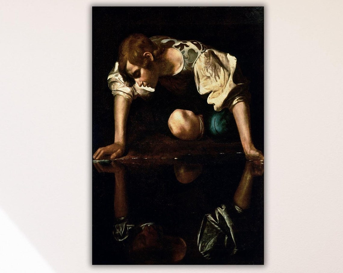 Caravaggio Narcissus Mythology Baroque Painting Reproduction Poster