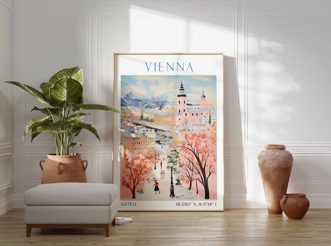 Vienna Autumn Old Town Church Vintage Style Travel Gift Poster - Image 2