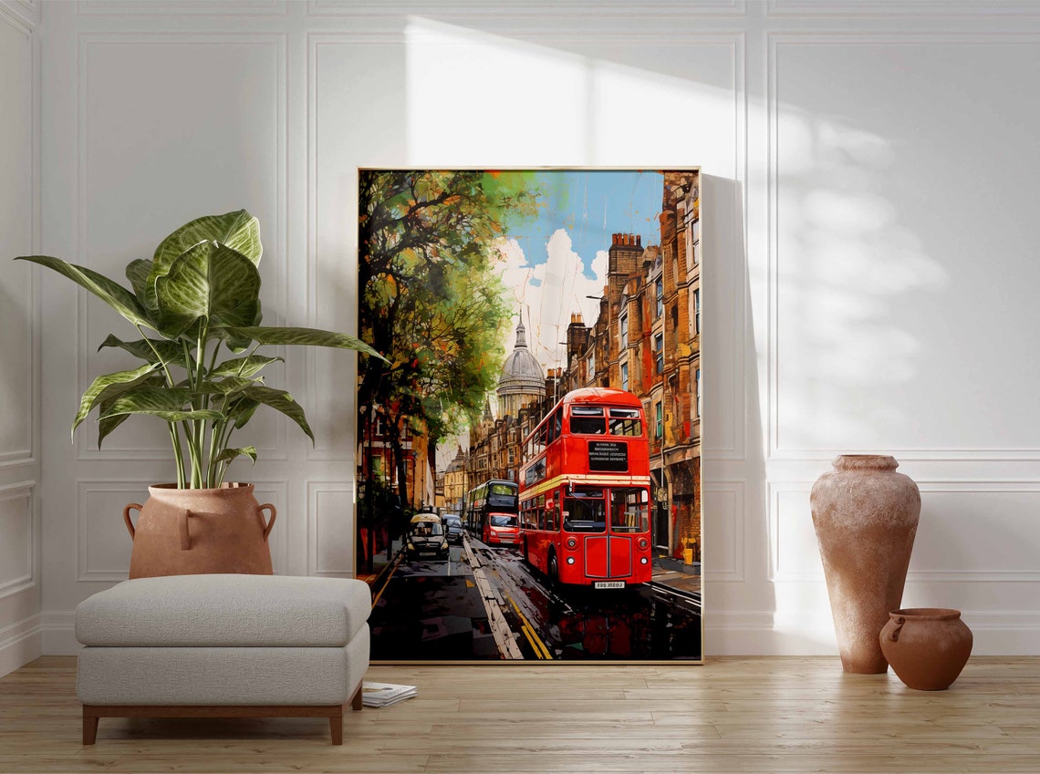 London Travel Poster Vintage Wall Art London Bus Print London Bus Vintage London Print England Art - Image 3