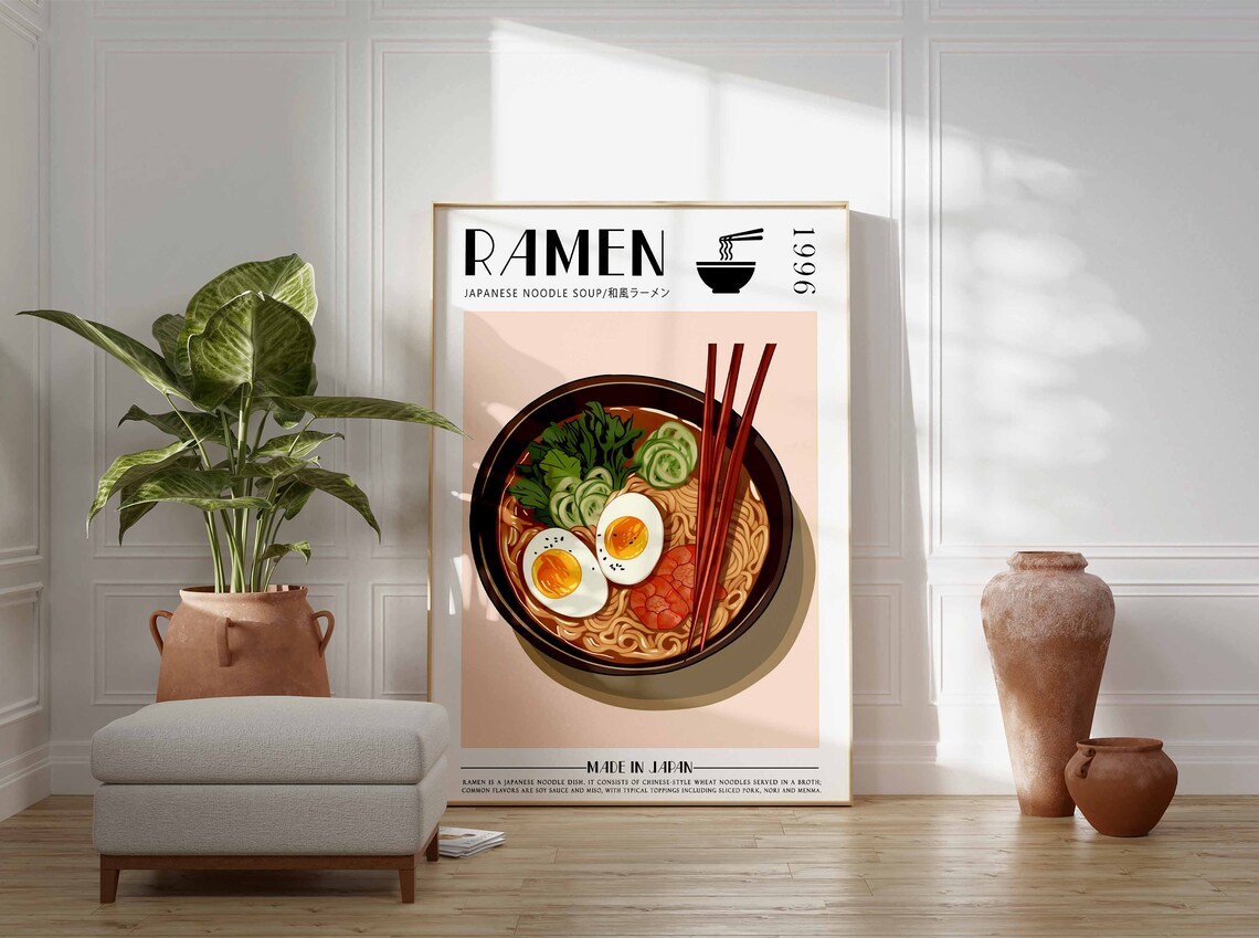 Ramen Japanese Noodle Soup 1996 Kitchen Food Art Lover Poster - Image 2