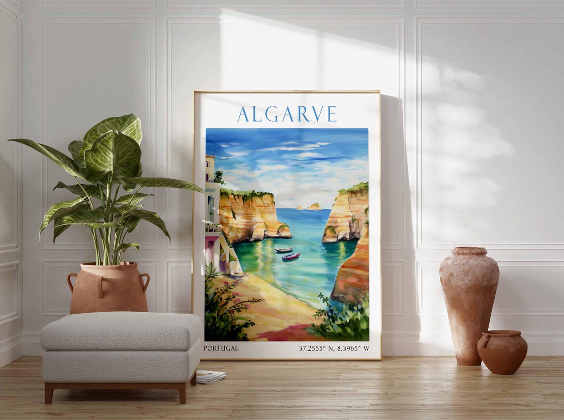 Algarve Portugal Print Algarve Wall Art Portuguese Coastal Poster Algarve Travel Art Coastal Landscape Decor Algarve Beach Print - Image 2