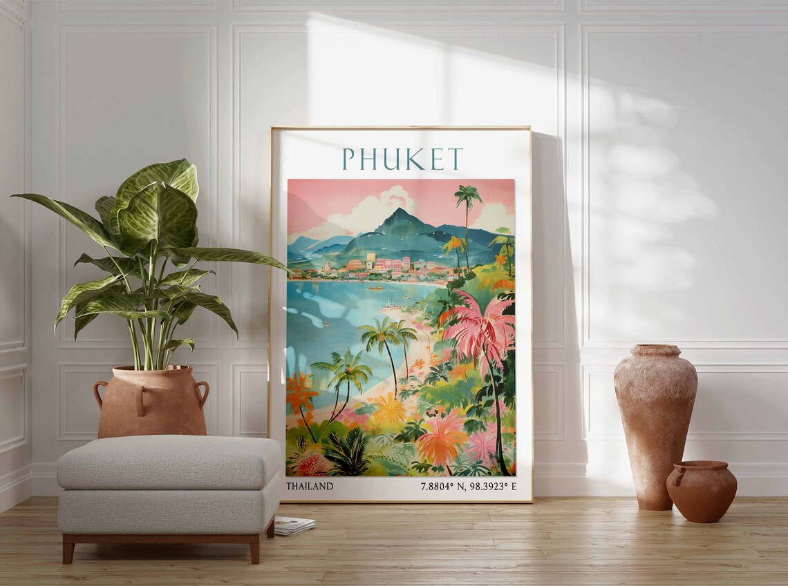 Phuket Travel Print Phuket Travel Poster Thailand Wall Art Tropical Paradise Art Print Thai Travel Decor Travel Gift Vintage Wall Art - Image 2