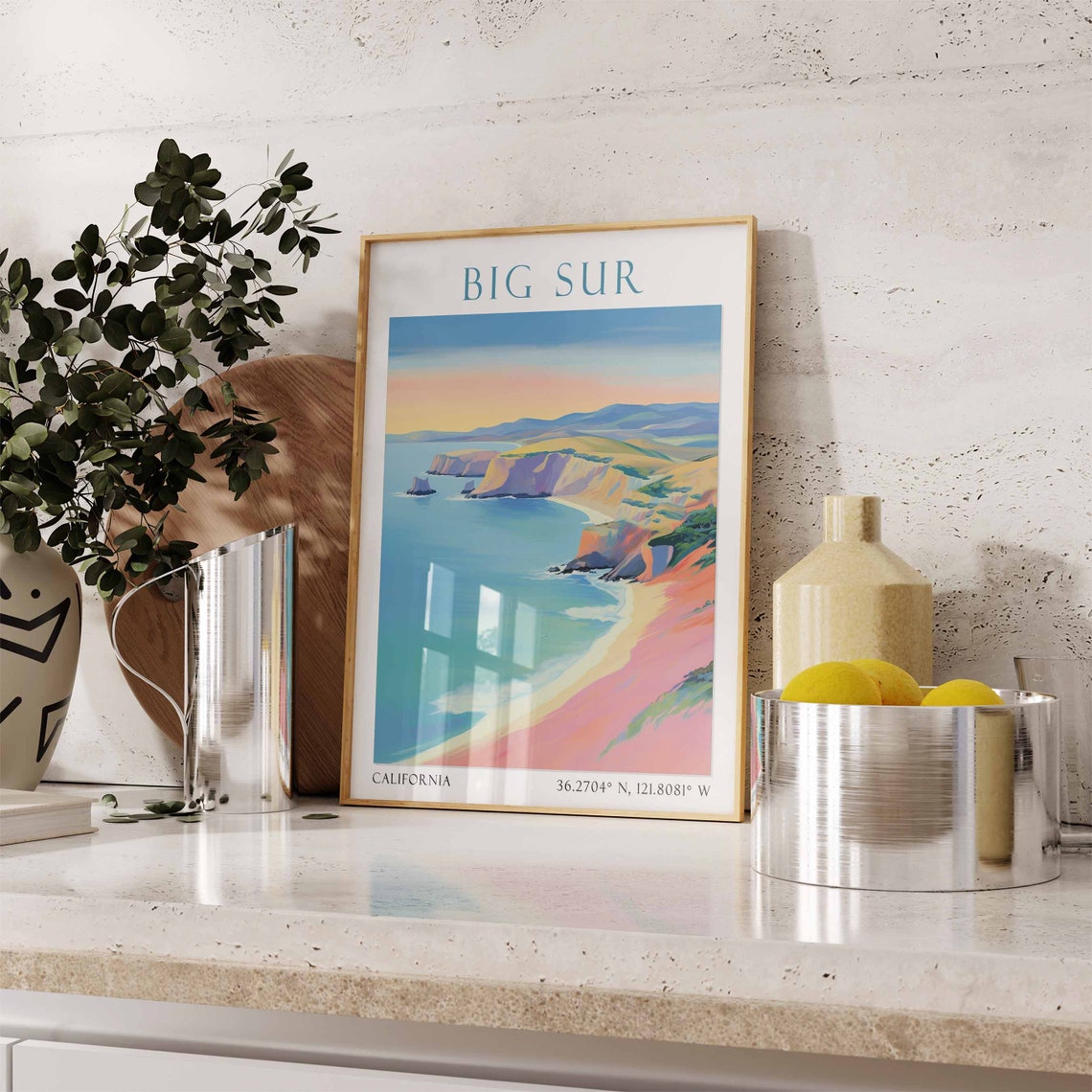 Big Sur California Sunset Over Rugged Ocean Cliffs Coastline Poster - Image 2