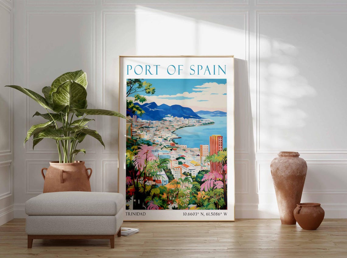 Port Of Spain Trinidad Print Caribbean Wall Art Tropical Travel Poster Trinidad And Tobago Decor Port Of Spain Travel Gift - Image 3