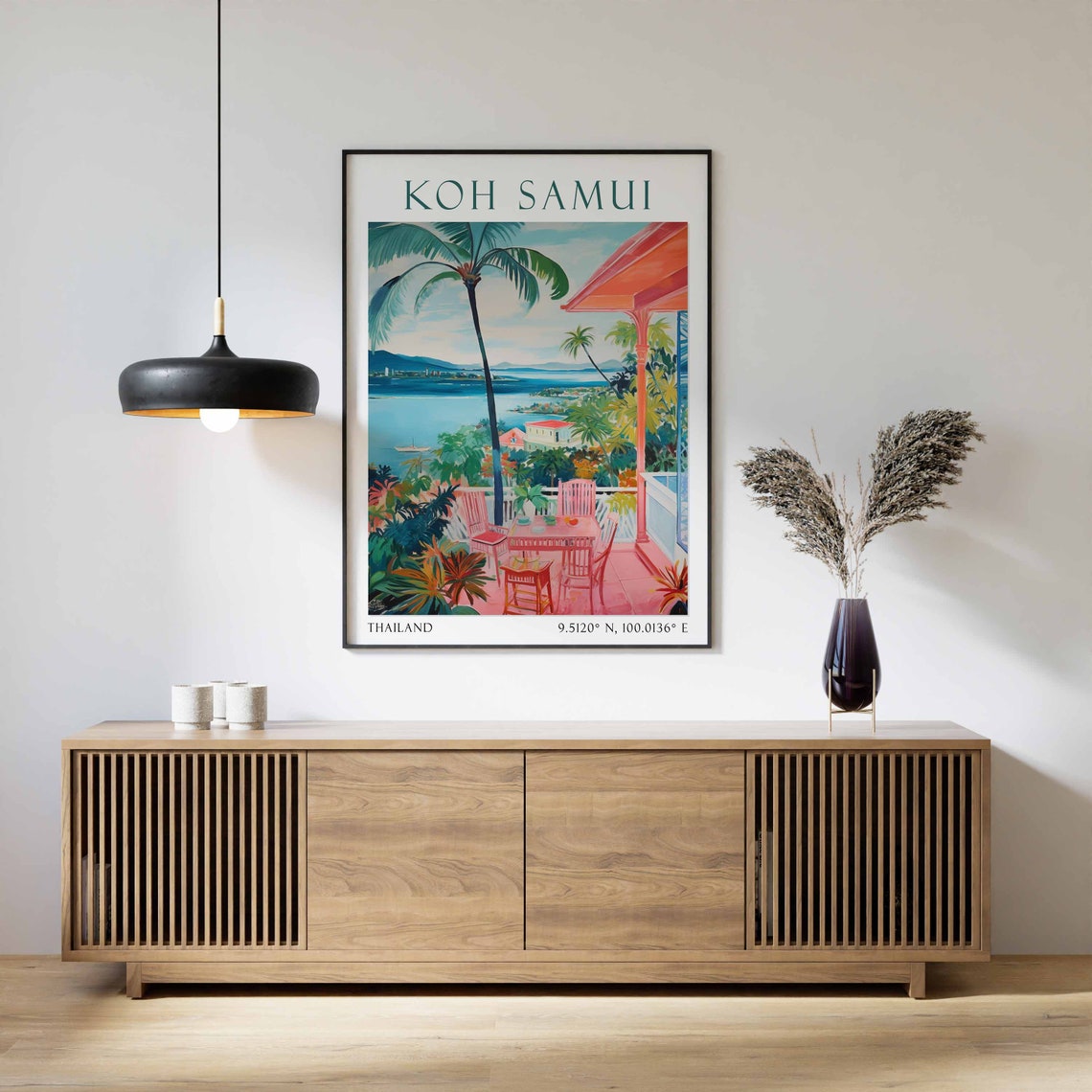 Koh Samui Thailand Travel Poster Tropical Terrace Bay View Art - Image 3