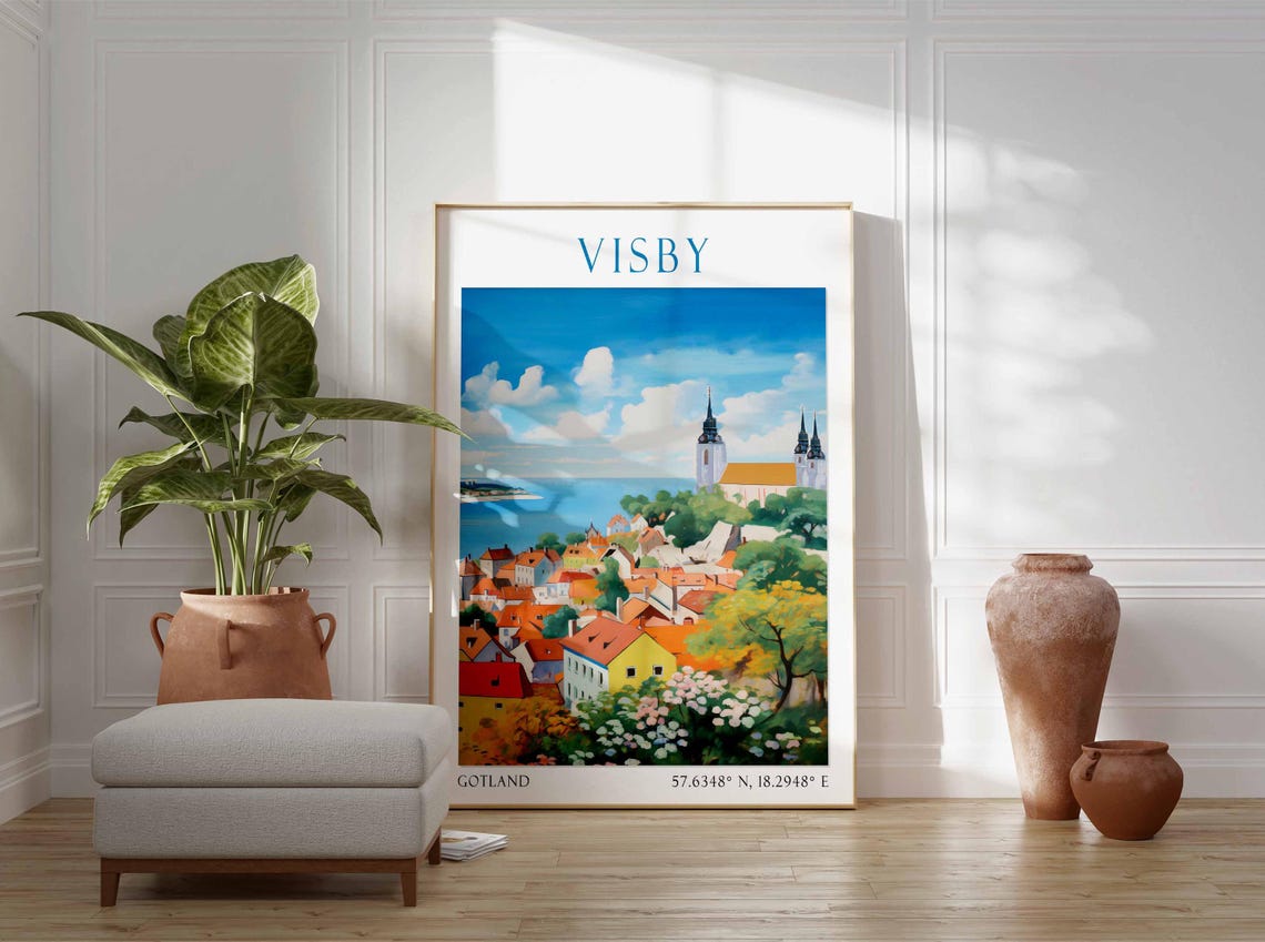 Visby Gotland Medieval Town Rooftops Baltic Sea Sweden Travel Poster - Image 2