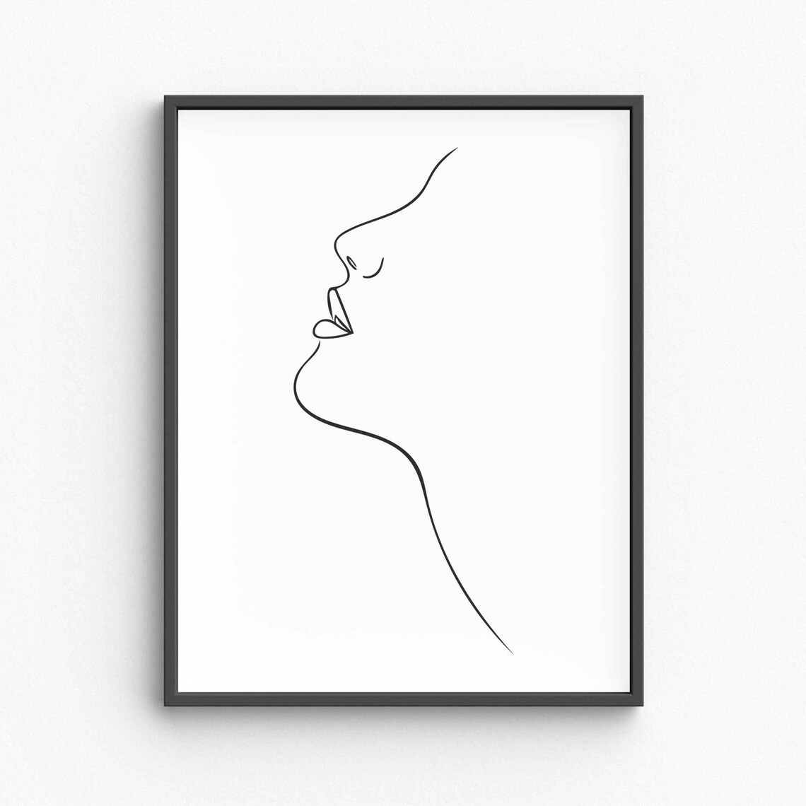 Woman Face Profile One Line Drawing Minimalist Beauty Poster