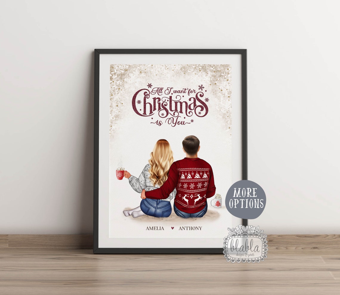 All I Want for Christmas Is You Couple Personalised Holiday Poster - Image 2