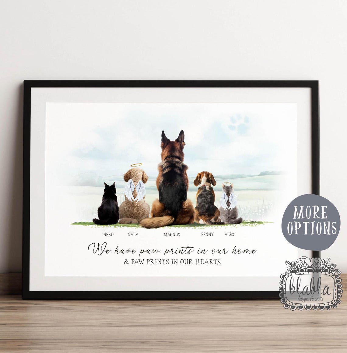 Personalised Family Pet Gift Family Pet Print Dogs Lover Gift Cats Lovers Gift Pets Memorial Gift Family Pet Portrait