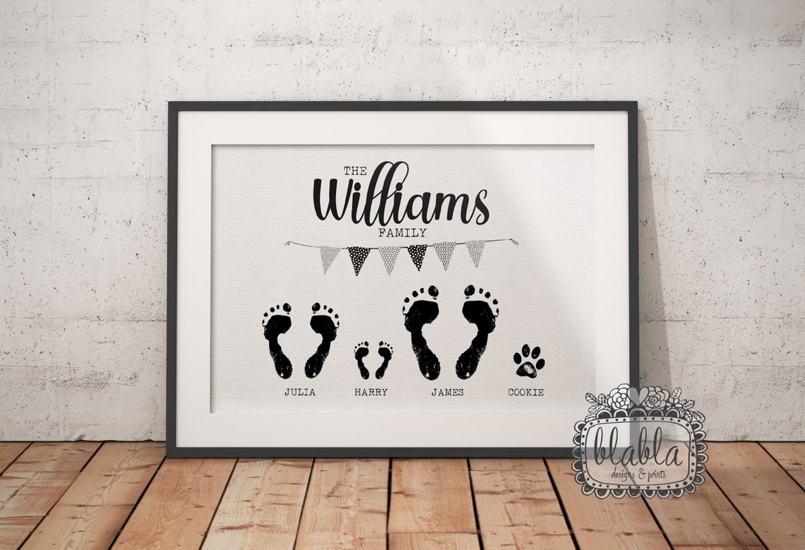 The Johnson Family Feet and Paw Personalised Family Keepsake Poster - Image 2