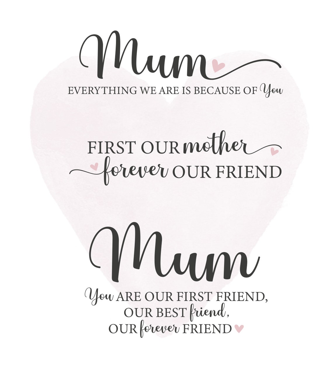 Personalised Mum Poster With Two Daughters Pink Heart Background - Image 2
