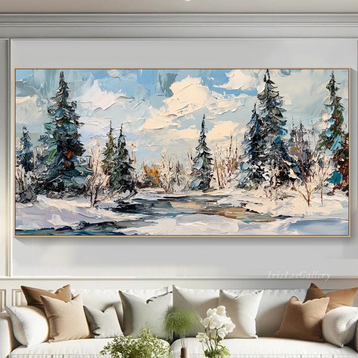 3d Textured Snow Forest Wall Art Original Winter Mountain Painting On Snowy Pine Trees Wall Art Living Room Wall Art Winter Decor