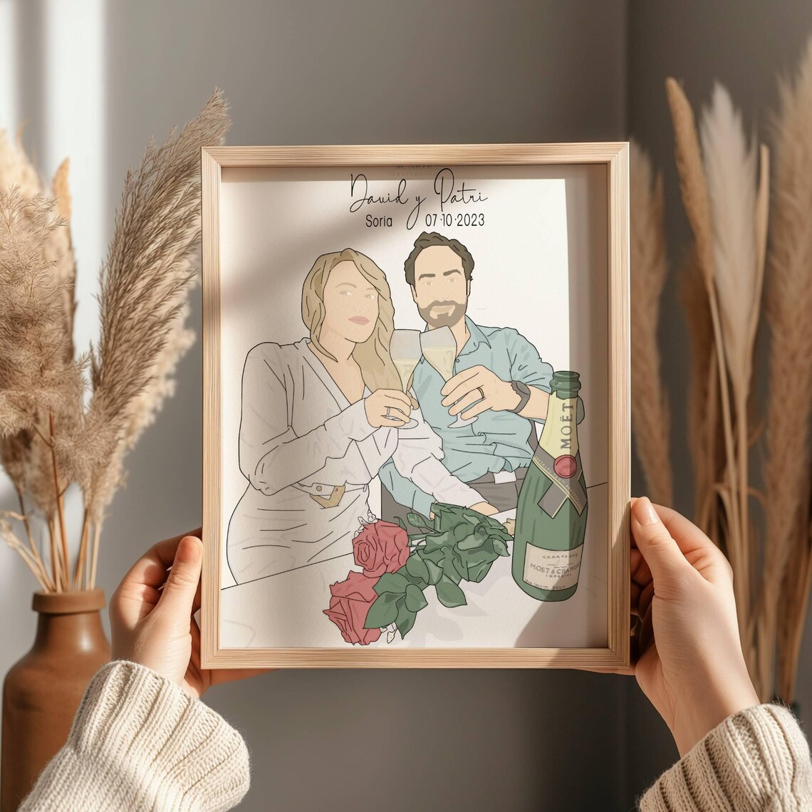 Personalized Wedding Gift Custom Portrait Drawing - Image 3