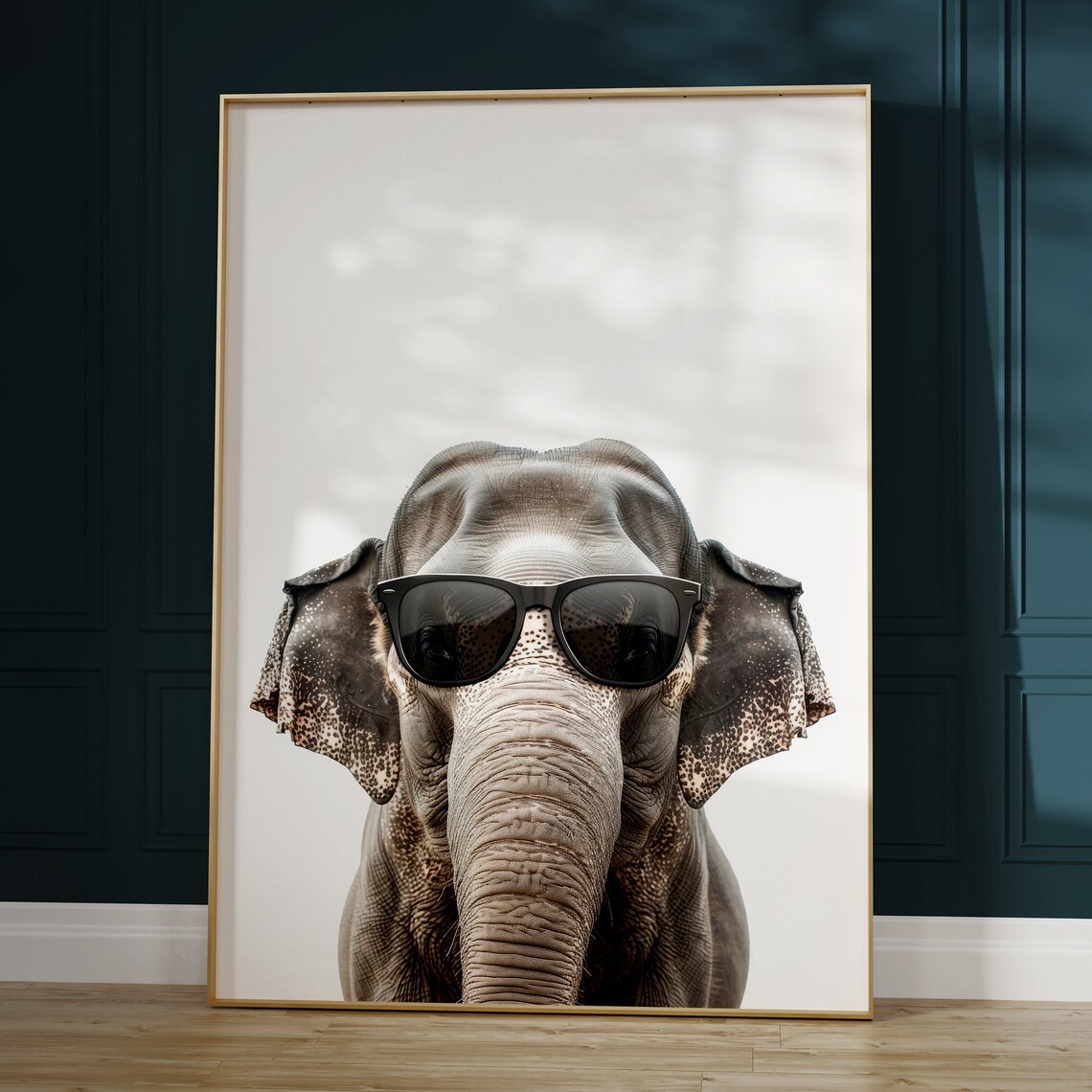 Asian Elephant in Sunglasses Gentle Giant Portrait Funny Animal Poster - Image 2