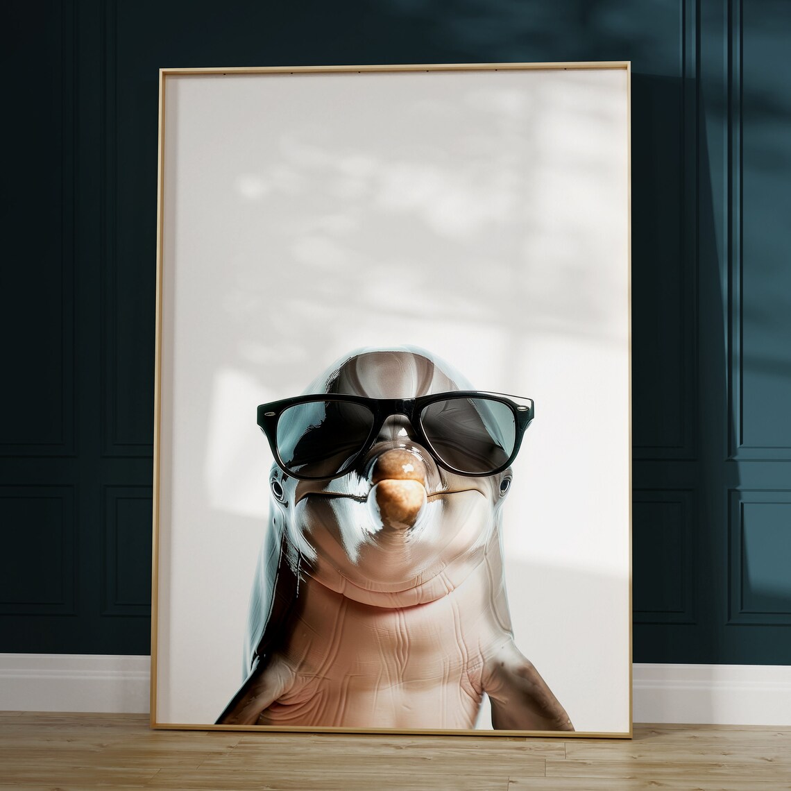 Dolphin in Sunglasses Funny Animal Art Print - Image 2