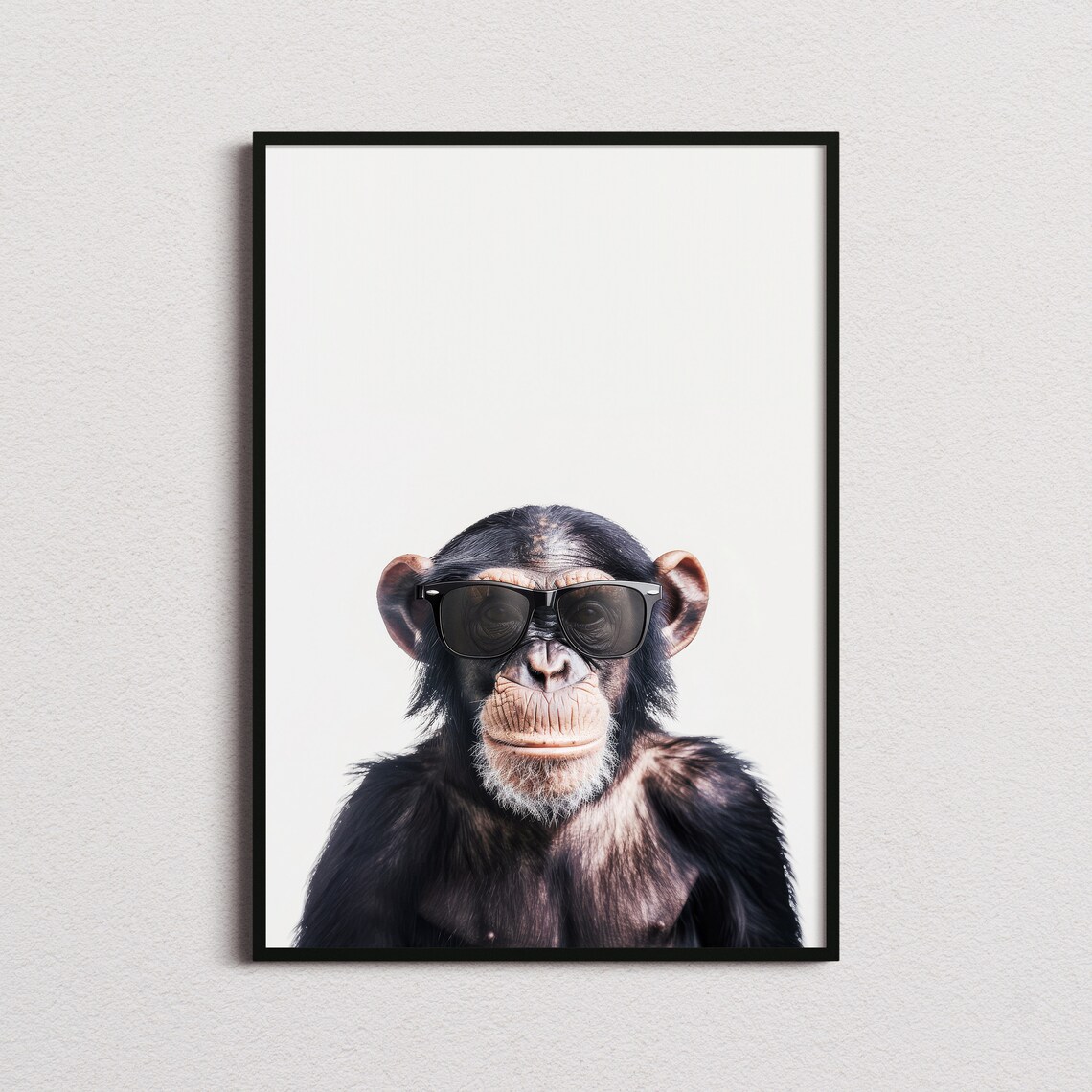 Baby Chimpanzee in Sunglasses Adorable Young Primate Portrait Poster