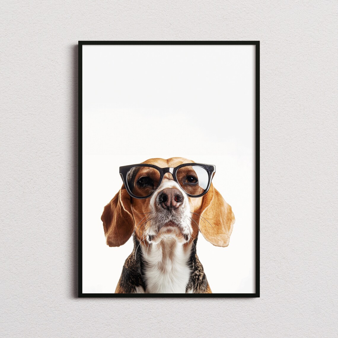 Beagle Dog in Cool Glasses Adorable Funny Hound Portrait Poster