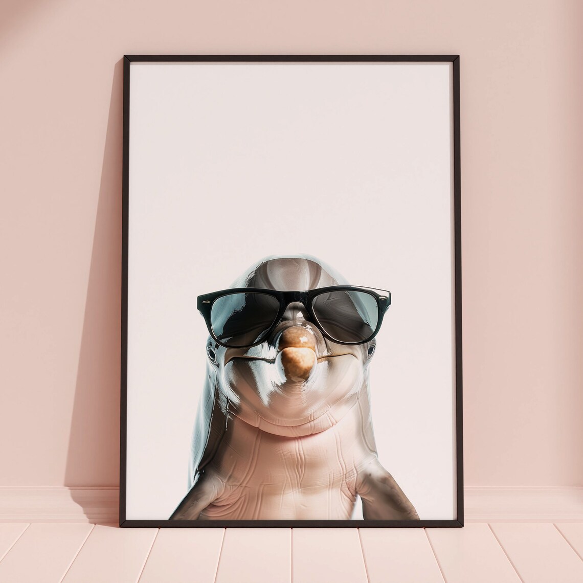 Dolphin in Sunglasses Funny Animal Art Print - Image 3