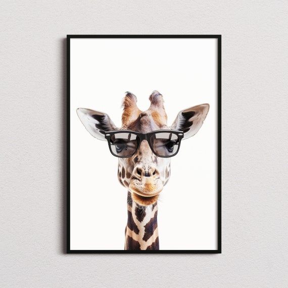 Giraffe in Sunglasses Funny Animal Art Print