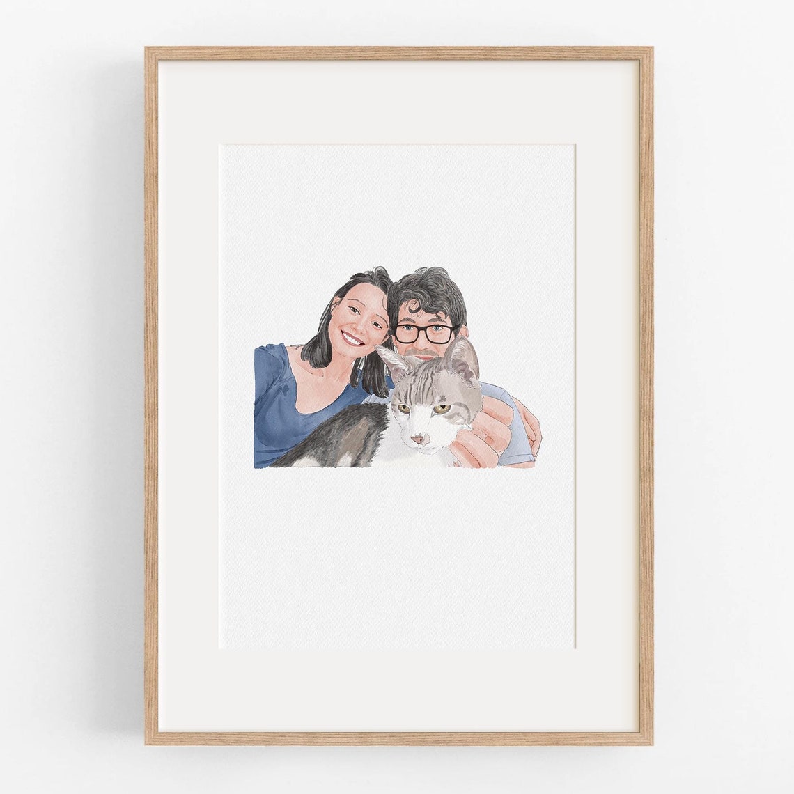 Custom Pet Portrait With Owners Dog Painting Cat Portrait Watercolor Painting Animal Portrait From Photo Pet Memorial Gift Wall Art
