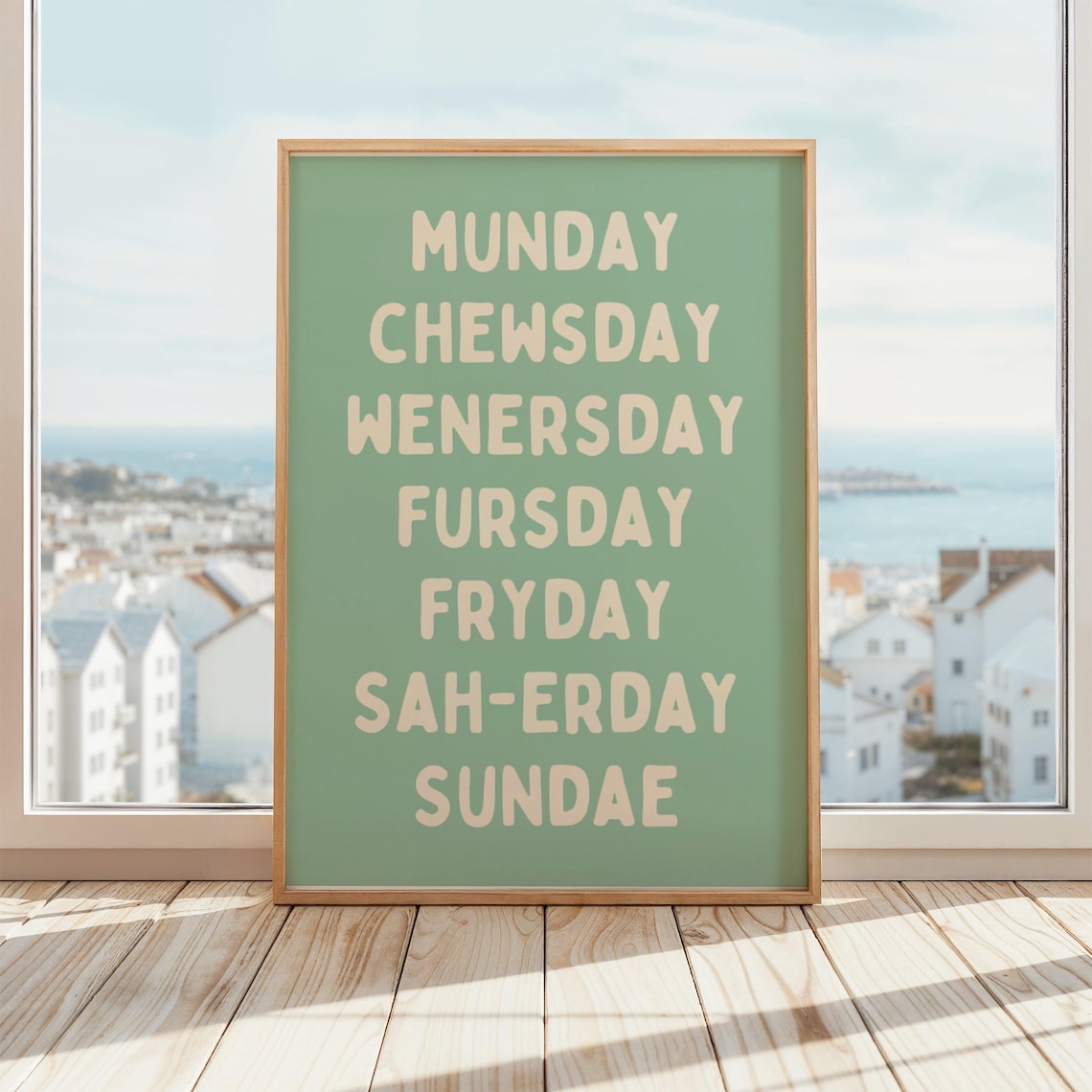 Dog Days Of The Week Funny Pun Poster For Dog Lovers Green Quote Art