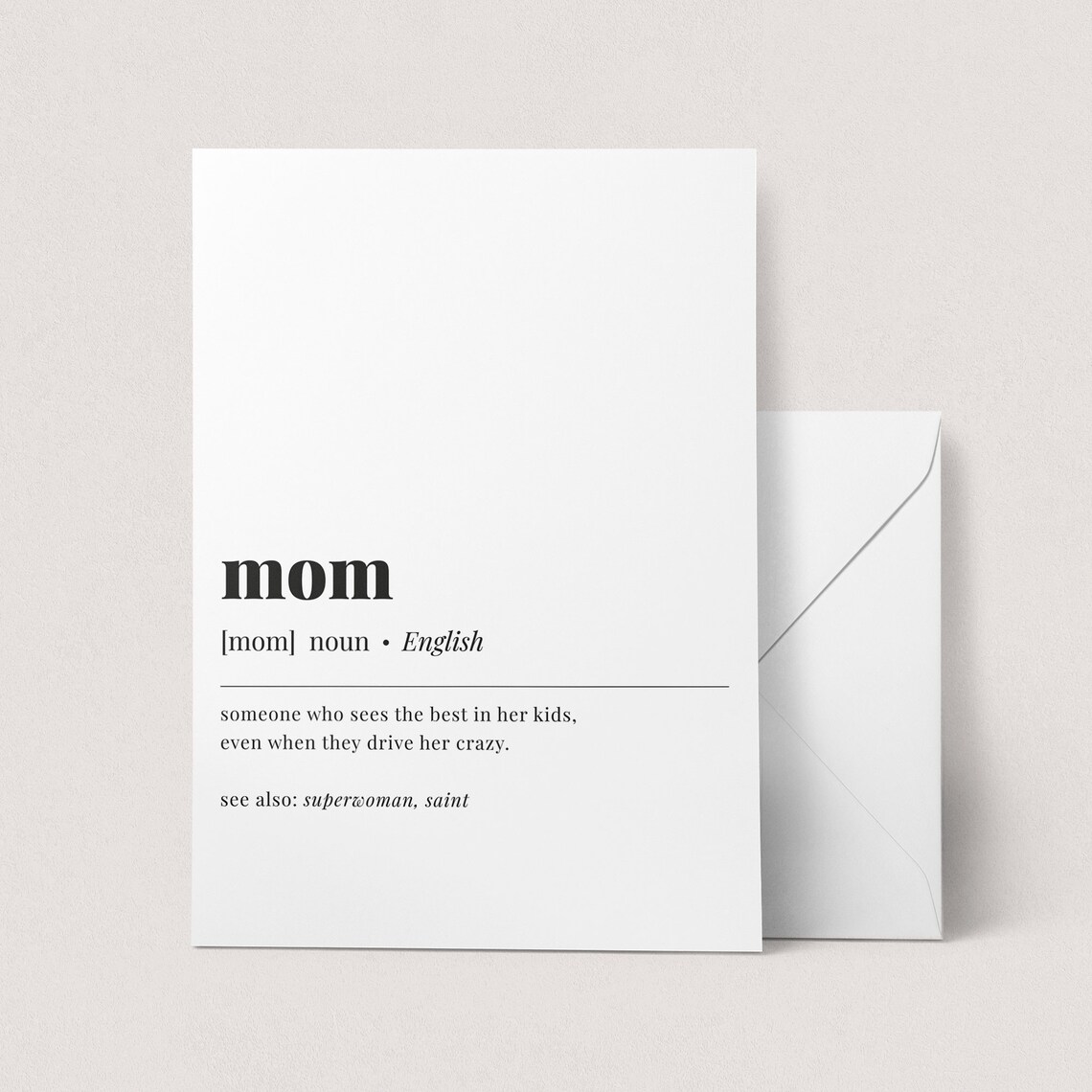 Mom Definition Love Gift Minimalist Typography Poster Mothers Day