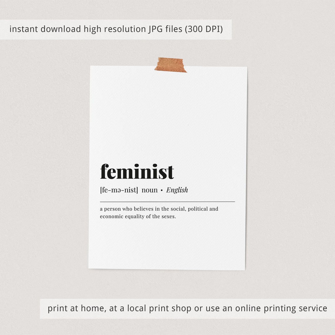 Feminist Definition Equality Empowerment Minimalist Typography Poster
