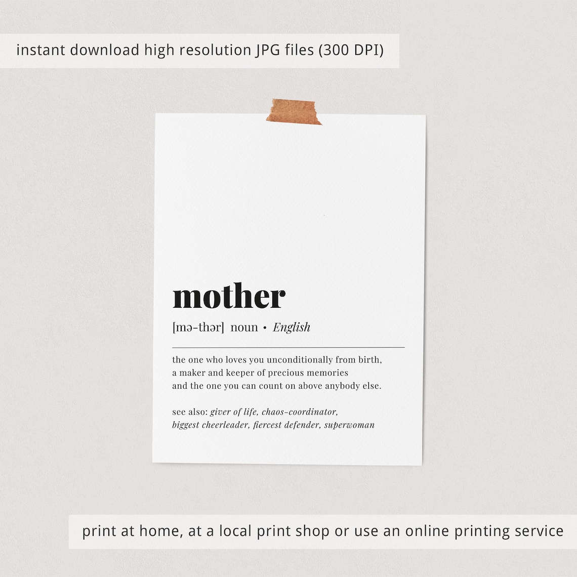 Mother Definition Love Gratitude Gift Minimalist Typography Poster - Image 3