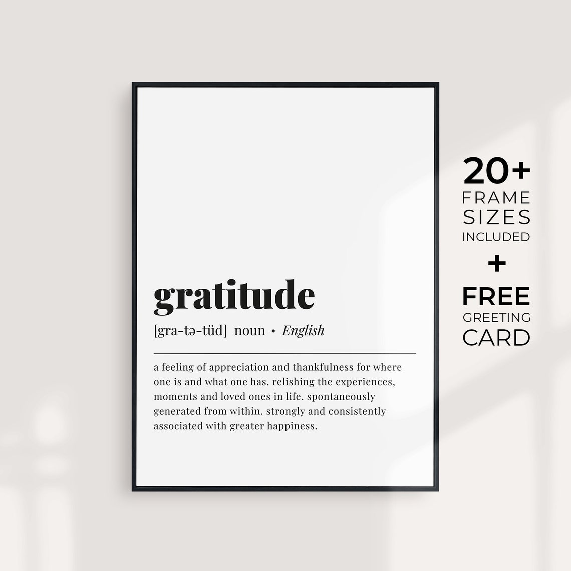 Gratitude Definition Thankfulness Positive Mindset Typography Poster - Image 3