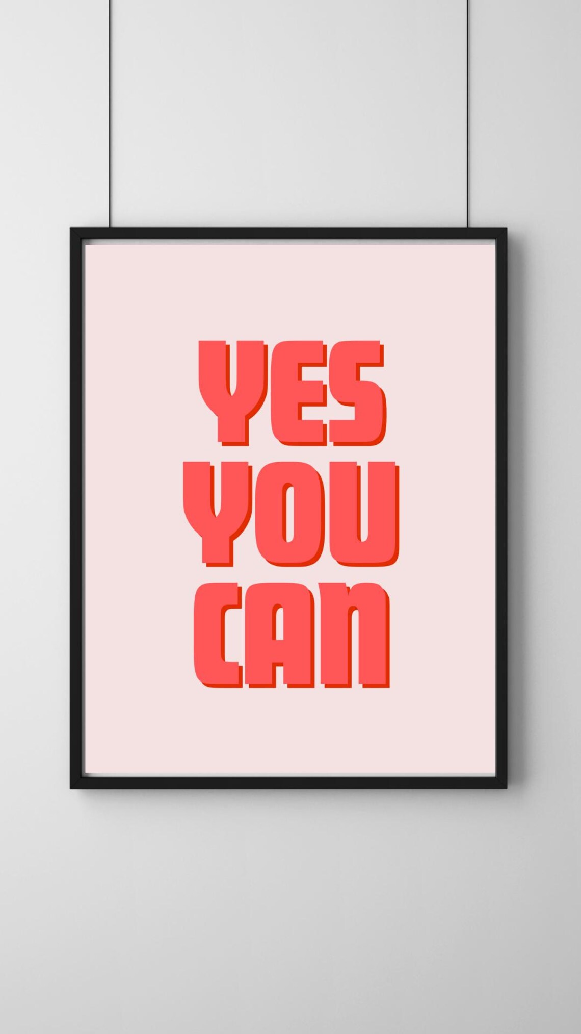 Yes You Can Coral Retro Typography Blush Pink Bold Quote Poster - Image 2