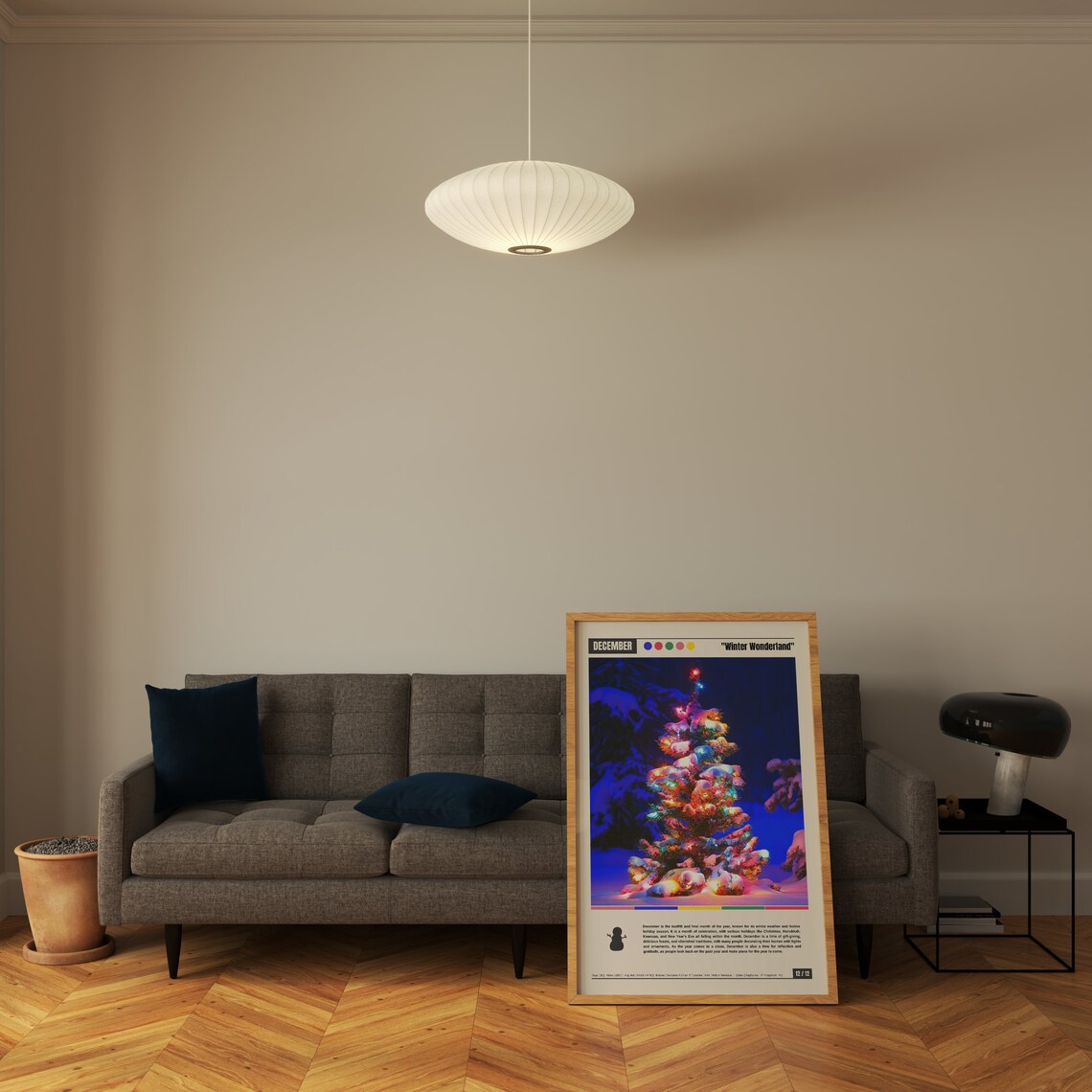 December Winter Wonderland Snowy Christmas Tree Night Lights Poster - Image 5