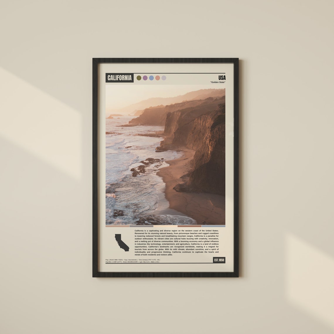California Golden State Rugged Big Sur Coastline Sunset Poster