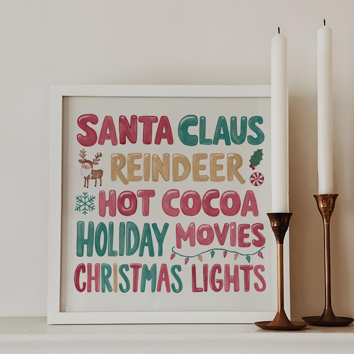 Santa Claus Reindeer Hot Cocoa Retro Stacked Christmas Quote Poster - Image 3