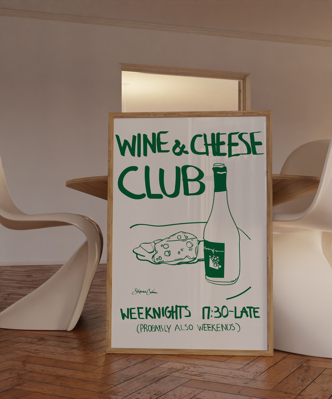Wine And Cheese Club Vintage Mid-Century Kitchen Print