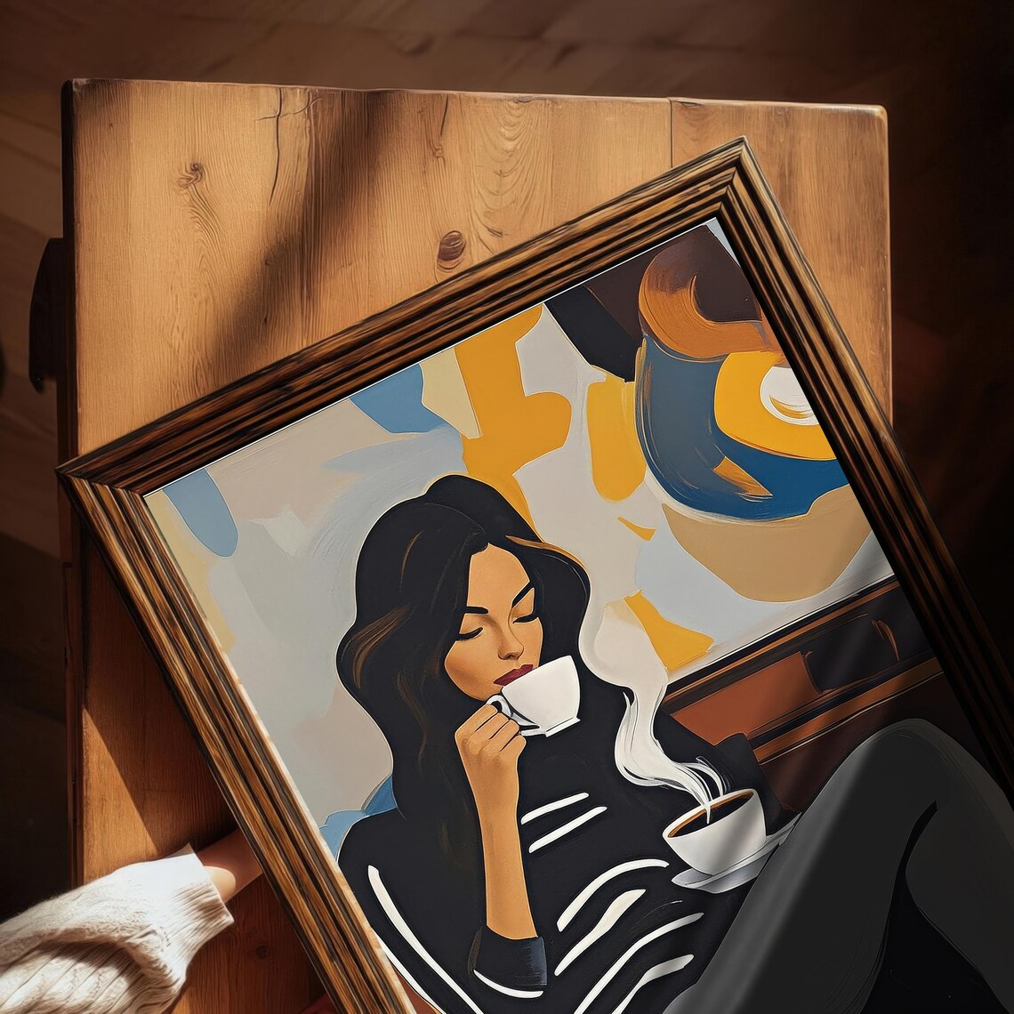 Modern Woman Coffee Art Print, Abstract Portrait - Image 5