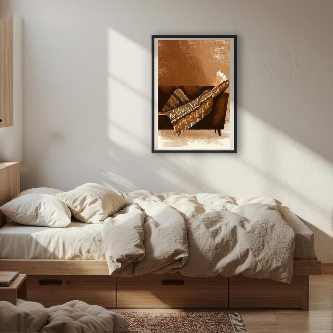Peaceful Napping Figure, Modern Textured Wall Art - Image 2