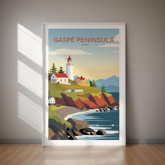 Gaspe Peninsula Travel Poster Canada Wall Art Poster Print Travel Hiking A Print Gift Gift For Her Gift For Him
