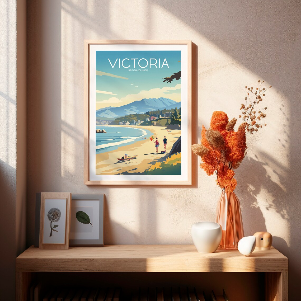 Victoria British Columbia Beach Retro Sun Style Travel Poster - Image 2